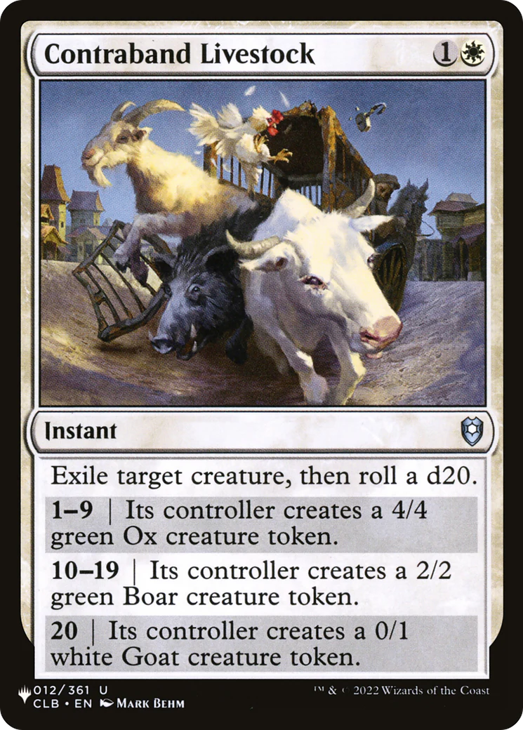 Contraband Livestock (LIST-CLB-12) - The List