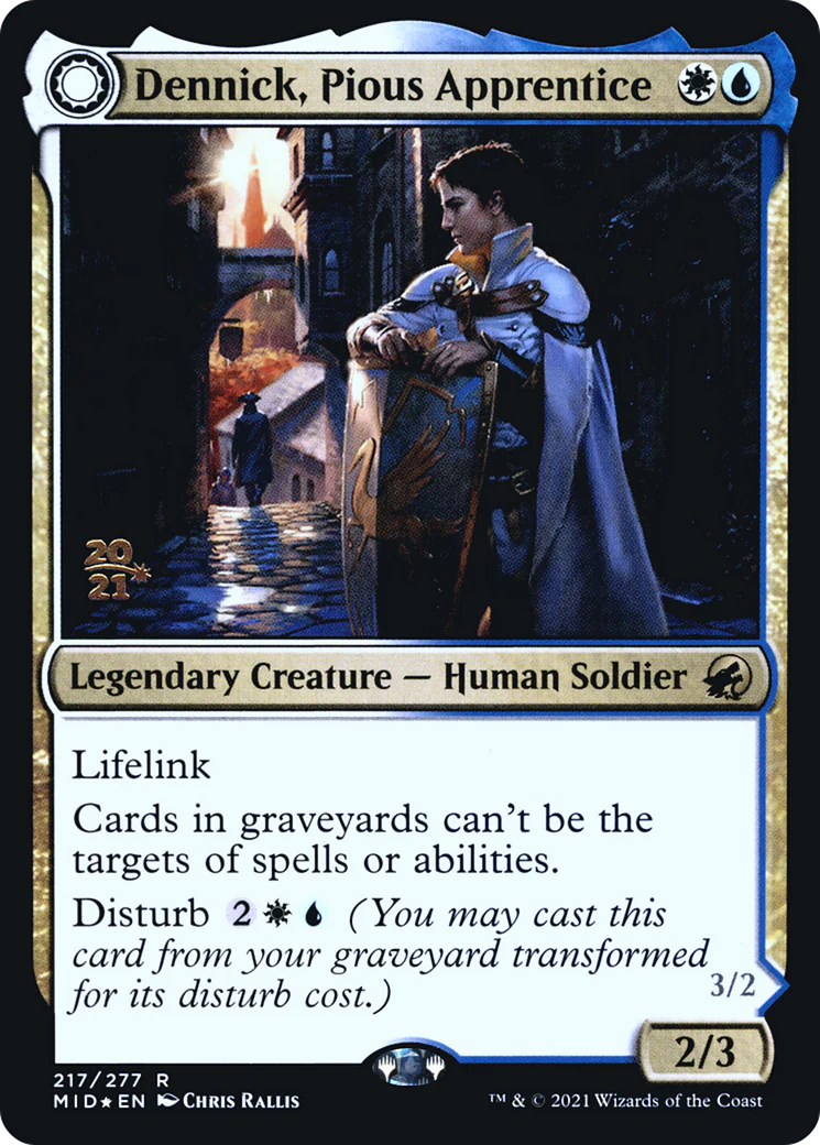 Dennick, Pious Apprentice (PRE-217) - Innistrad: Midnight Hunt Promos: (Double Faced Transform) Foil