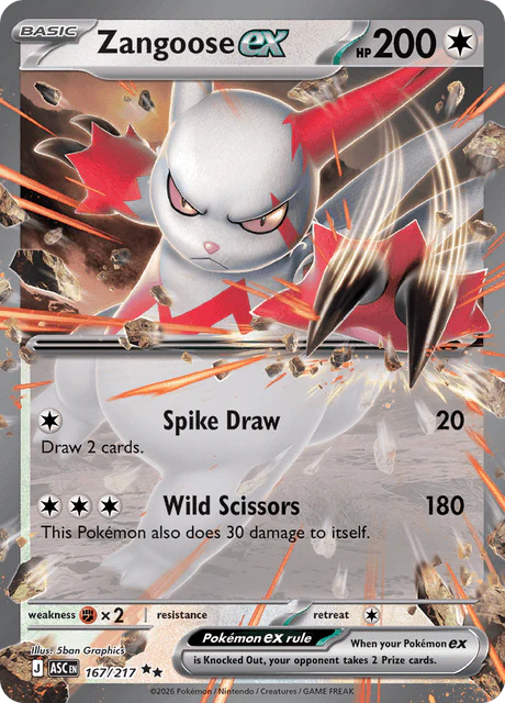 Zangoose ex 167  - Holofoil ME Ascended Heroes - Double Rare
